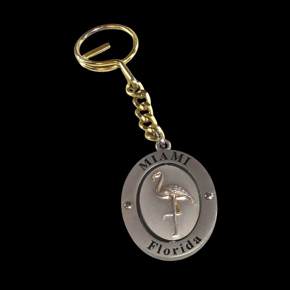 Vintage Miami Florida Keychain Flamingo Center the Twirls